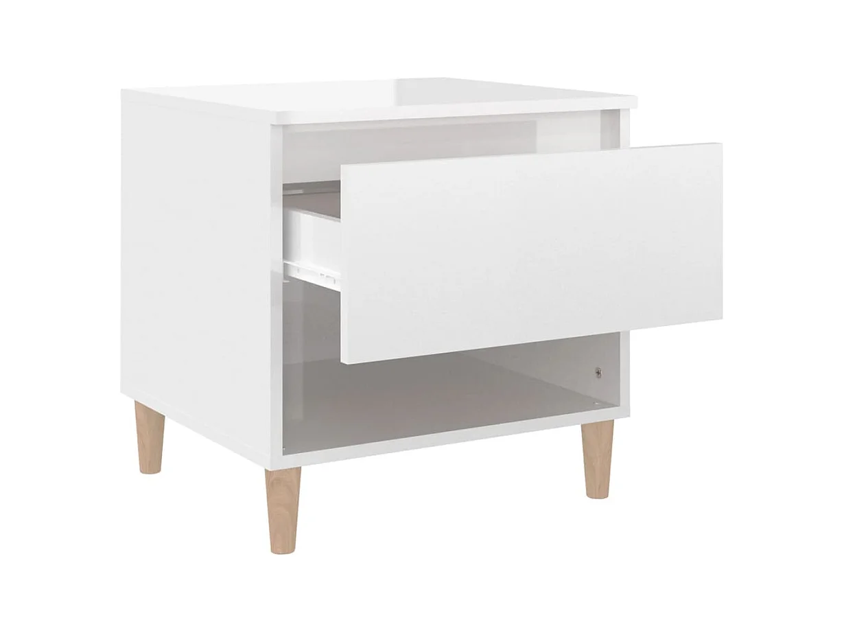 Tables de chevet lot de 2 avec tiroirs Blanc brillant 50x46x50 cm