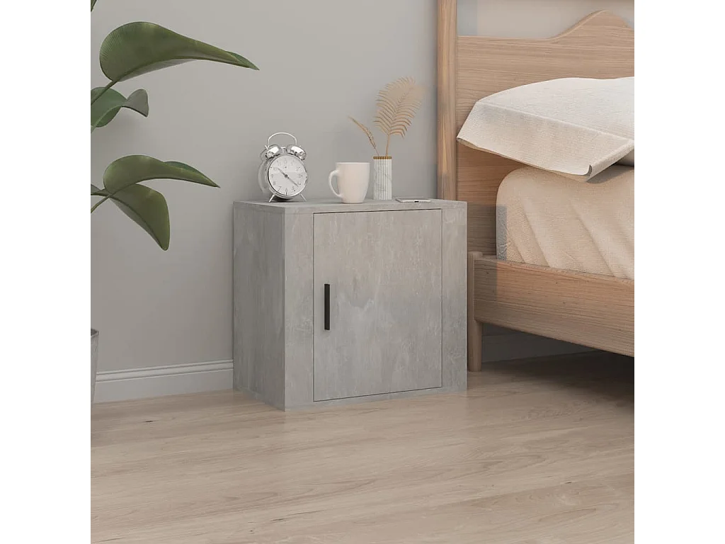 Lot de 2 Tables de chevet suspendue Gris béton 50x30x47 cm