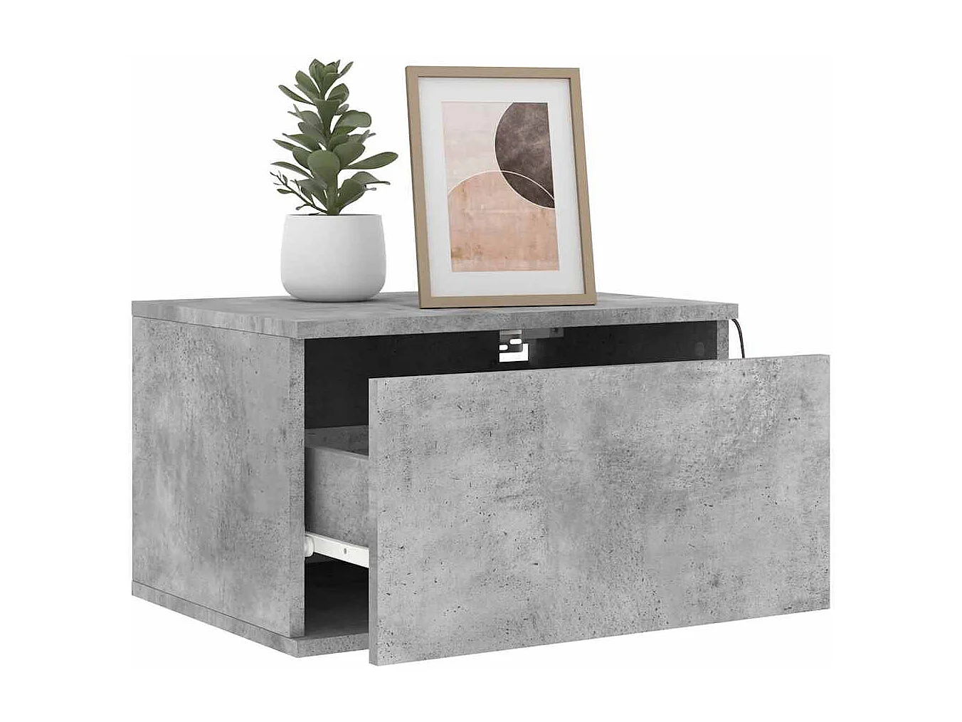 Mesita de noche | Mesilla de noche de pared con luces LED gris hormigón