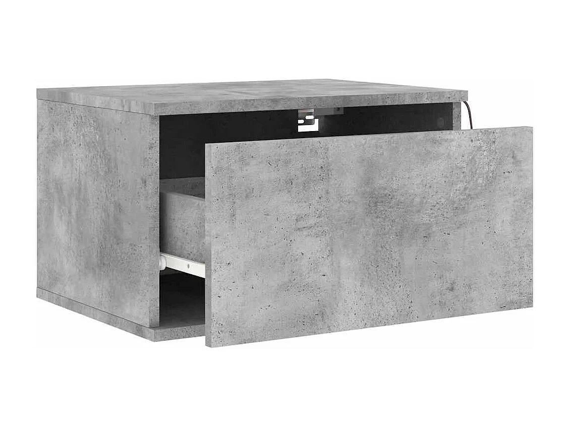 Mesita de noche | Mesilla de noche de pared con luces LED gris hormigón