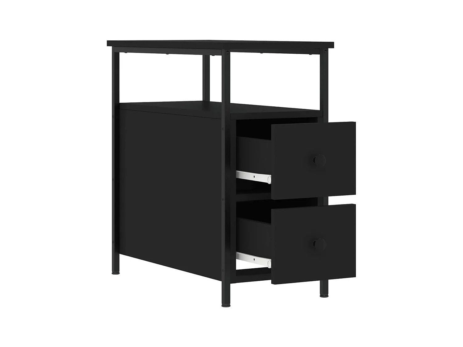 Mesita de noche | Mesilla de noche madera de ingeniería negro 30x60x60 cm