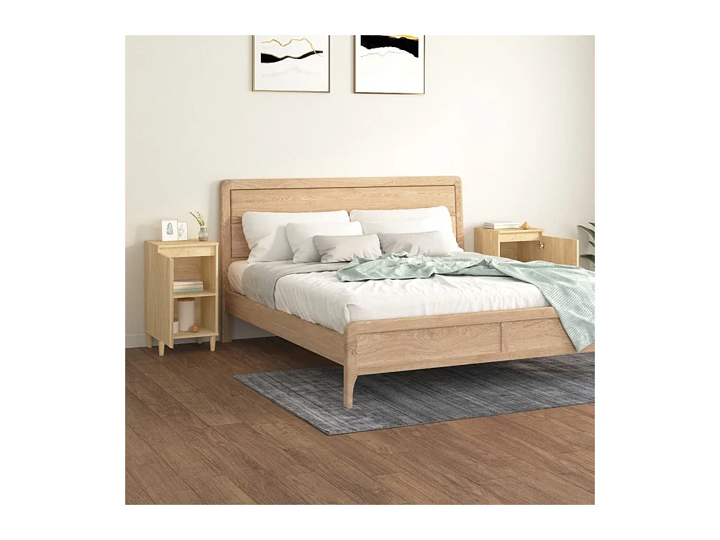 Mesitas de noche | Mesilla de noche 2 uds madera contrachapada roble 40x35x70 cm