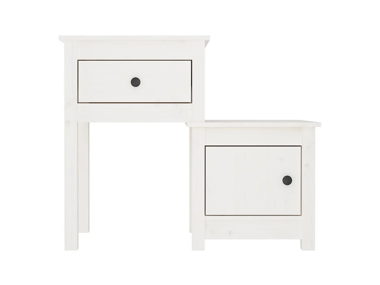 Mesita de noche | Mesilla de noche madera maciza de pino blanco 79,5x38x65,5 cm