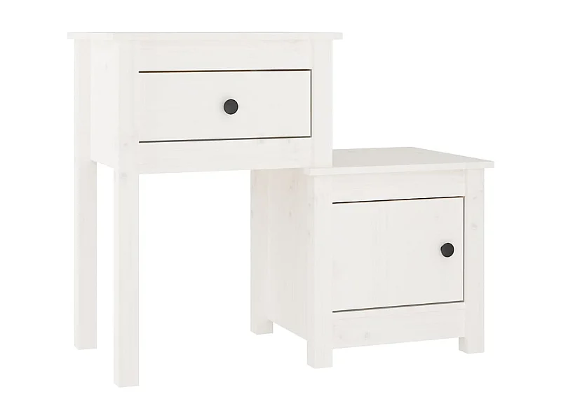 Table de chevet-Petite Table d'appoint-Table de nuit Blanc 79,5x38x65,5 cm Bois de pin massif