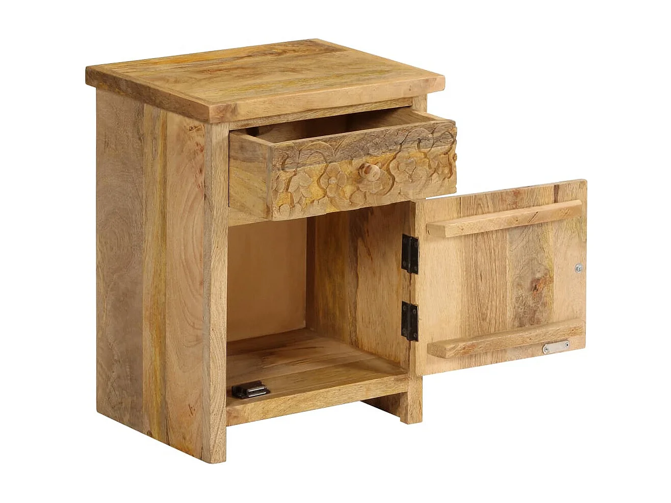Comodino | Tavolino da notte in Legno Massello di Mango 40x30x50 cm SHL6389