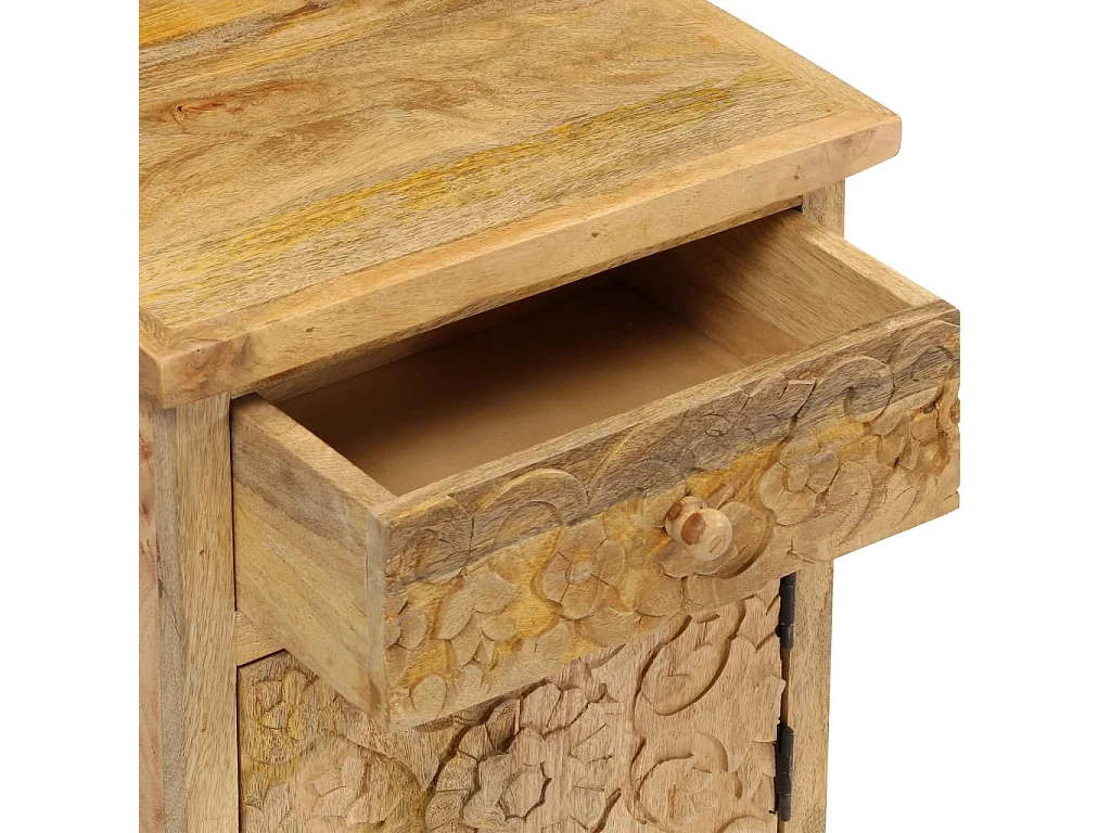 Comodino | Tavolino da notte in Legno Massello di Mango 40x30x50 cm SHL6389