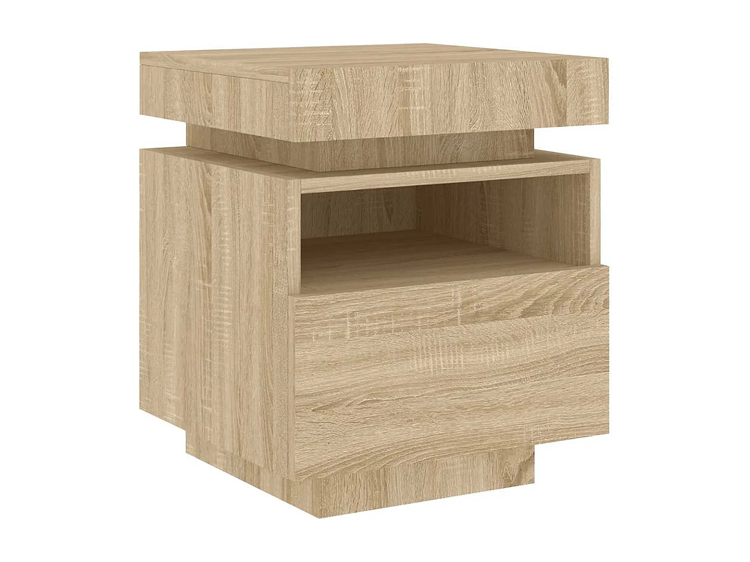 Nachttisch-Beistelltisch mit LED-Leuchten Sonoma-Eiche 40x39x48,5 cm SHL91327