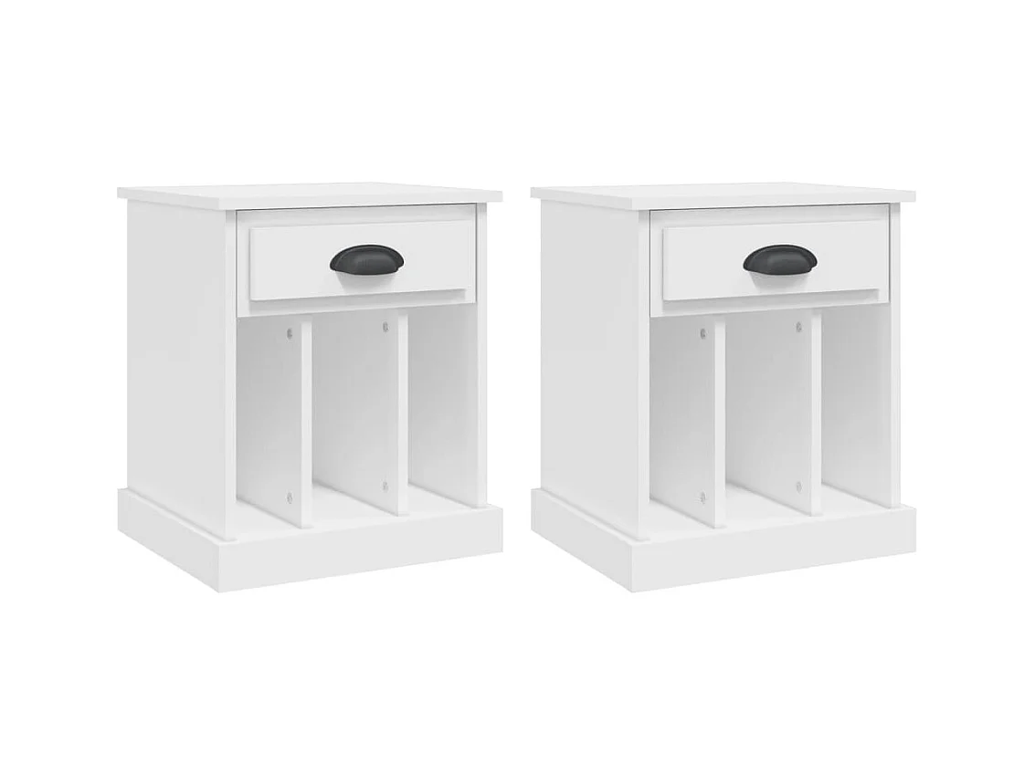 Lot de 2 Tables de chevet avec compartiments ouverts blanc 43x36x50 cm