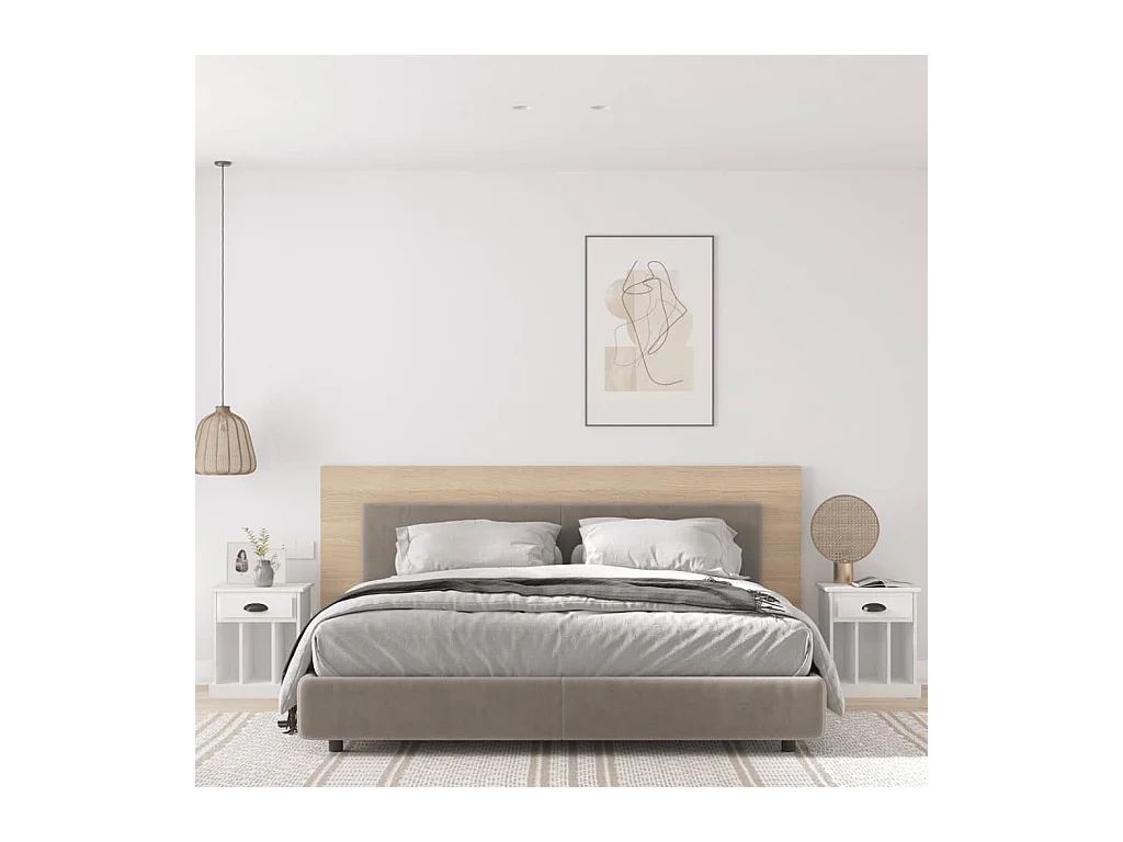 Lot de 2 Tables de chevet avec compartiments ouverts blanc 43x36x50 cm