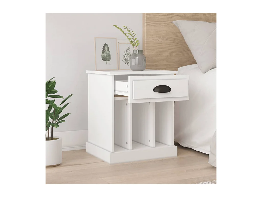 Lot de 2 Tables de chevet avec compartiments ouverts blanc 43x36x50 cm