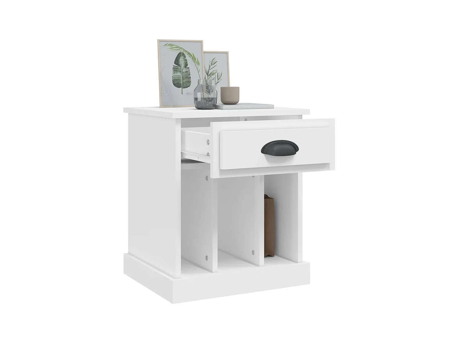 Lot de 2 Tables de chevet avec compartiments ouverts blanc 43x36x50 cm