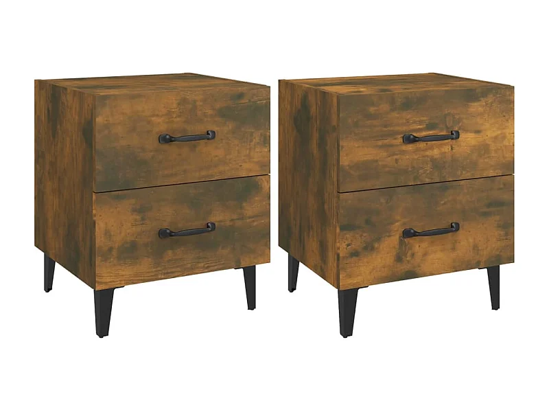 Tables de chevet lot de 2 avec Tiroirs Chêne fumé 40x35x47,5 cm