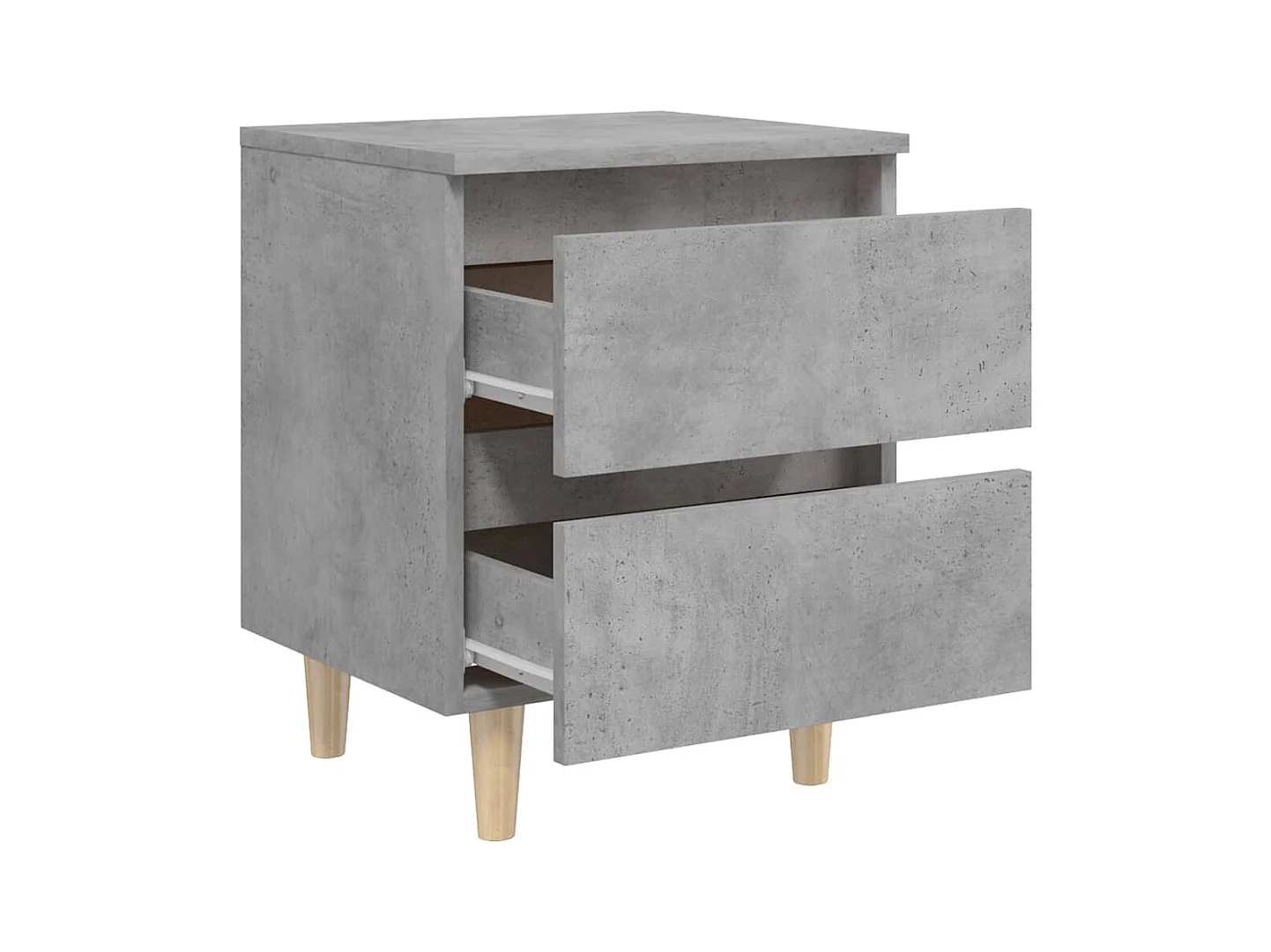 Mesita de noche | Mesilla de noche con patas madera pino gris hormigón 40x35x50 cm