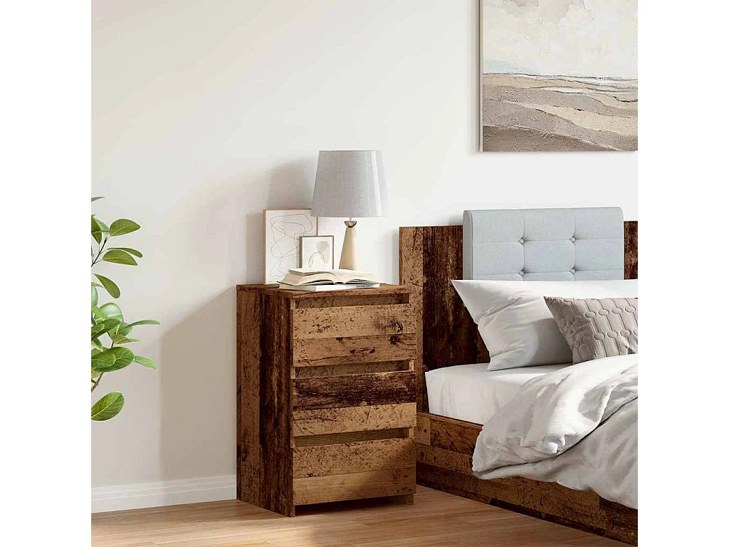 Nachttisch-Beistelltisch Altholz-Optik 40x35x62,5 cm Holzwerkstoff SHL35129