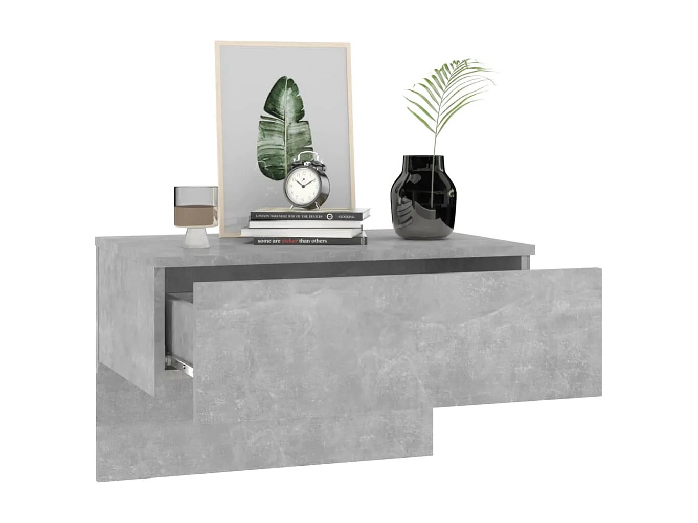 Mesitas de noche | Mesilla de noche de pared 2 uds color gris hormigón