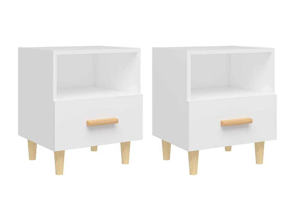 Nachttisch 2er Set-Beistelltisch Weiß 40x35x47 cm SHL82680