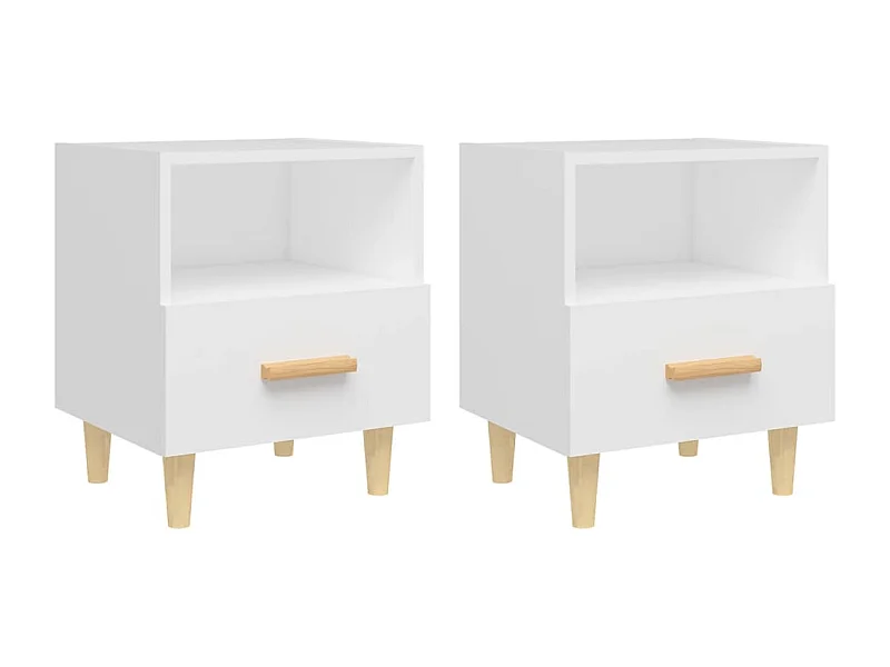 Nachttisch 2er Set-Beistelltisch Weiß 40x35x47 cm SHL82680