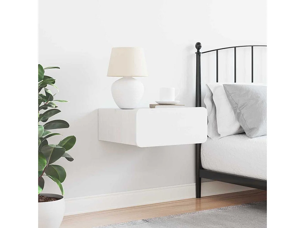 Mesa de Noche | Mesa auxiliar 39x34x16.5 cm Madera maciza de pino