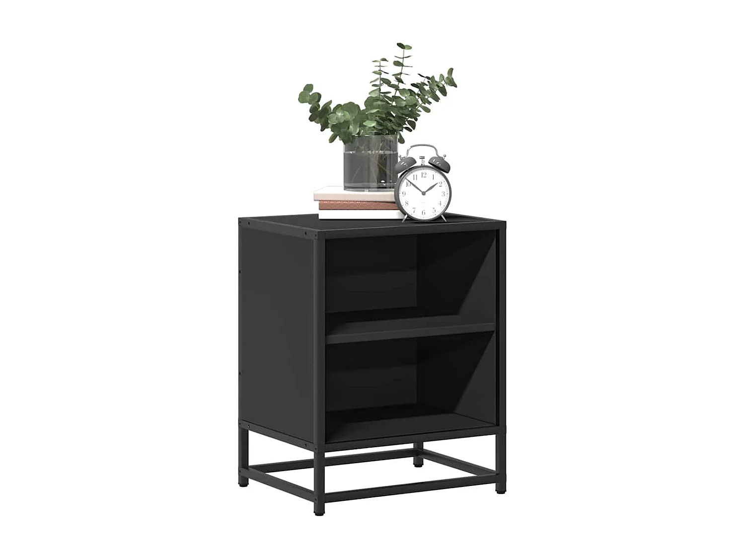 Nachttisch-Beistelltisch Schwarz 40x31x50 cm Holzwerkstoff und Metall SHL86094