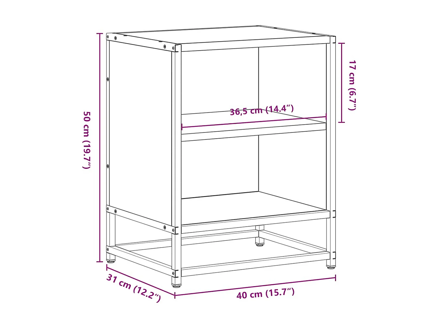 Nachttisch-Beistelltisch Schwarz 40x31x50 cm Holzwerkstoff und Metall SHL86094