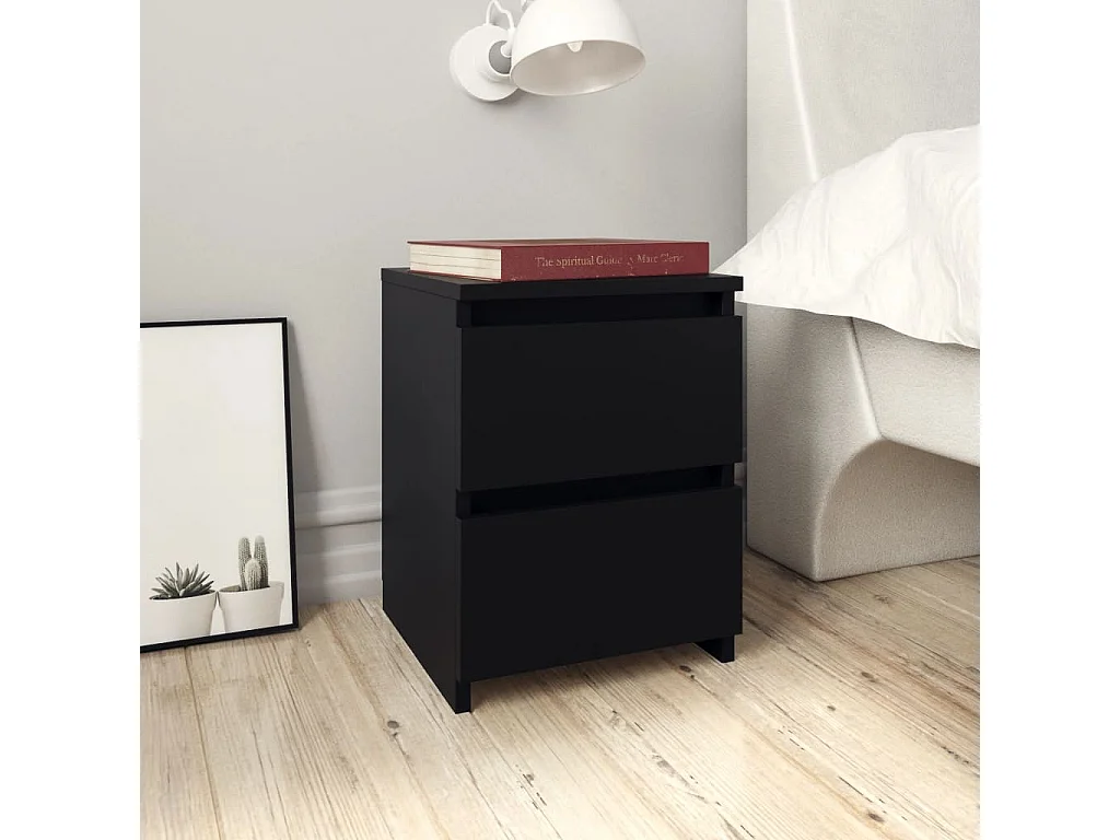 Nachttisch-Beistelltisch Schwarz 30×30×40 cm Holzwerkstoff SHL64993