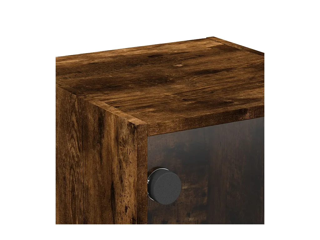Mesitas de noche | Mesilla de noche puertas de vidrio 2 uds roble ahumado 35x37x35 cm