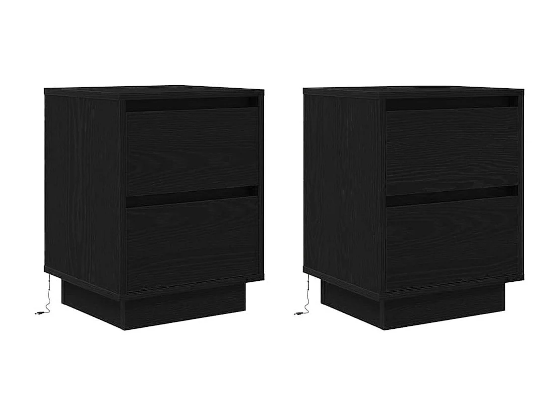 Nachttische mit LED-Leuchten 2er Set | Beistelltisch Schwarz 38x34x50 cm SHL70002