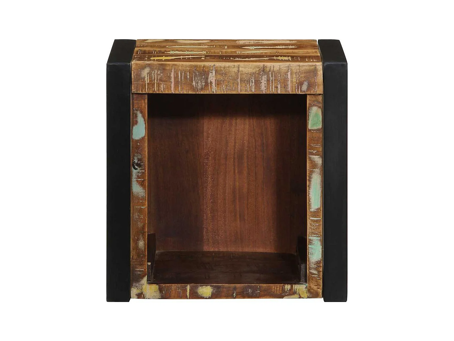 Mesilla de noche | Mesita de noche multicolor 40x35x40 cm madera maciza reciclada