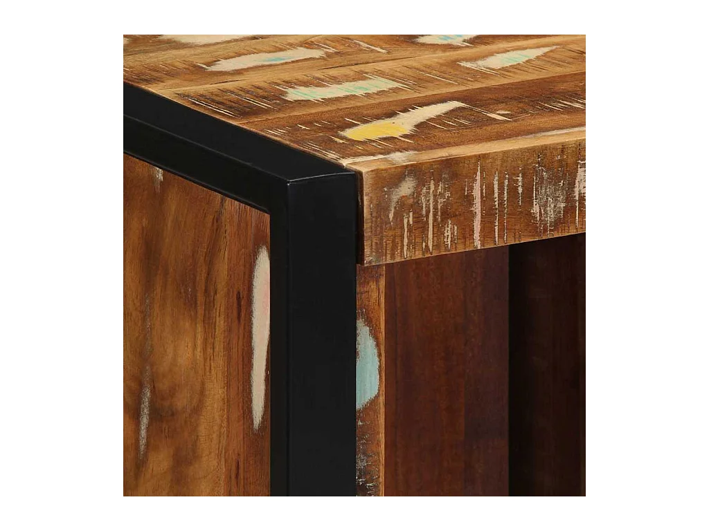 Mesilla de noche | Mesita de noche multicolor 40x35x40 cm madera maciza reciclada