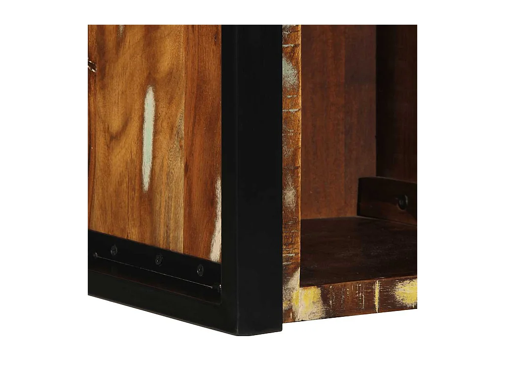 Mesilla de noche | Mesita de noche multicolor 40x35x40 cm madera maciza reciclada