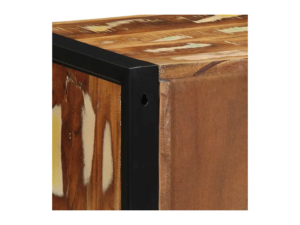 Mesilla de noche | Mesita de noche multicolor 40x35x40 cm madera maciza reciclada