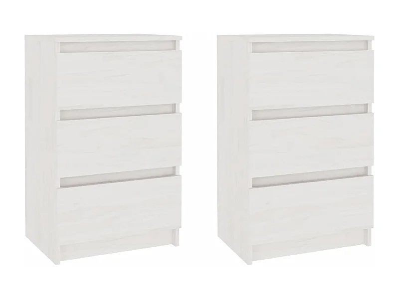 Tables de chevet-Tables d'appoint 2 pcs Blanc 40x29,5x64 cm Bois de pin solide