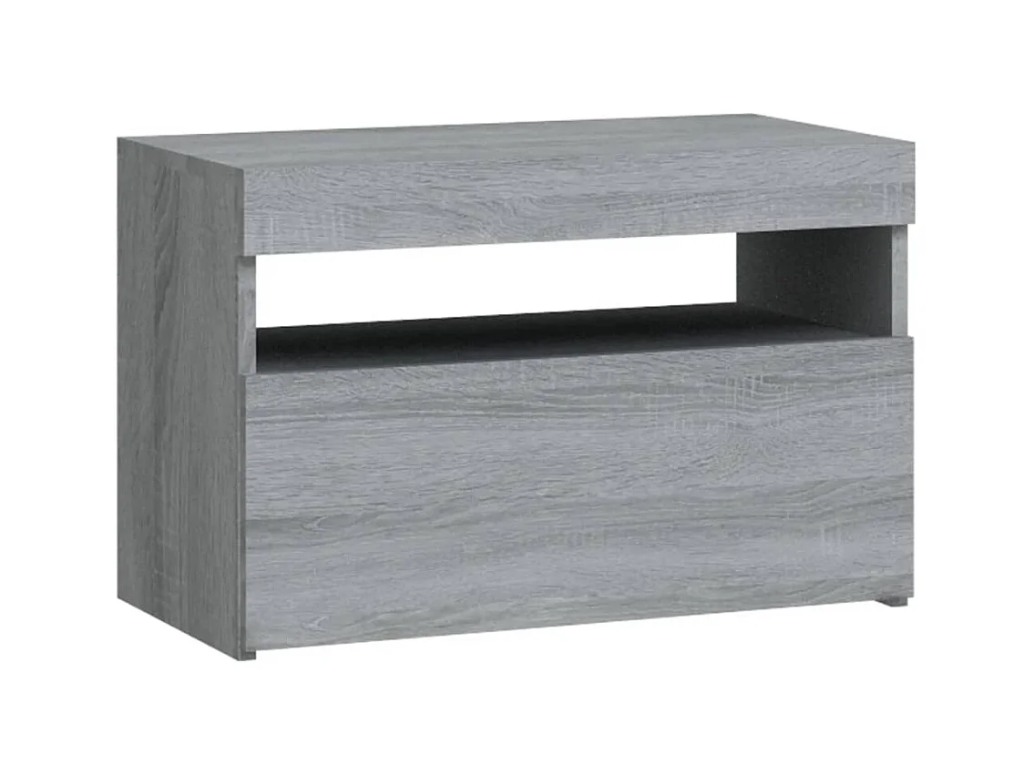 Mesitas de noche | Mesilla de noche con luces LED 2 uds gris Sonoma 60x35x40 cm
