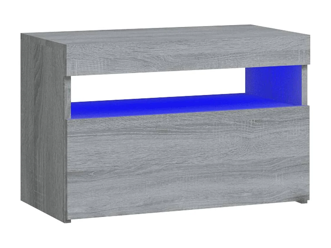 Nachttisch-Beistelltisch mit LED-Leuchten Grau Sonoma 60x35x40 cm SHL52901