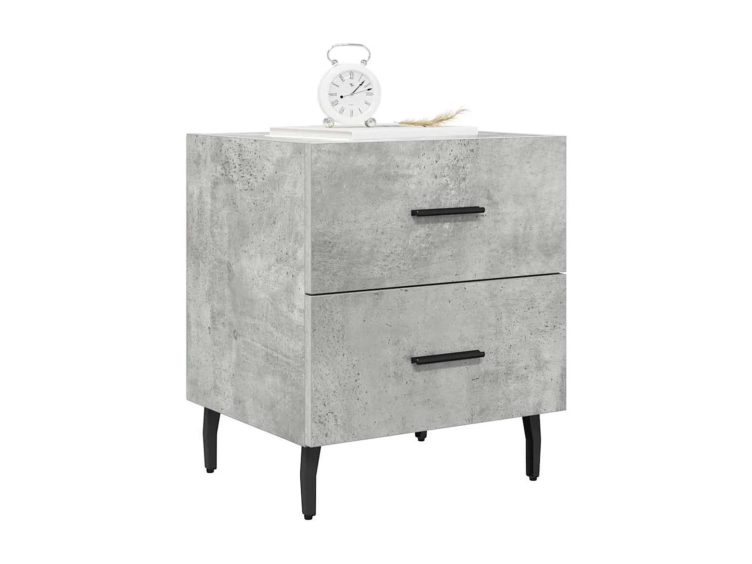 Nachttisch 2er Set-Beistelltisch-Nachttischkommode Betongrau 40x35x47,5 cm Holzwerkstoff SHL38851