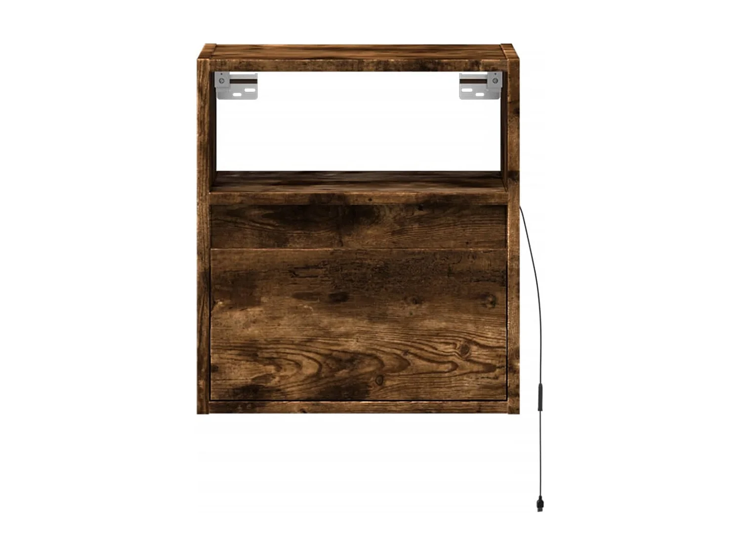 Mesita de noche | Mesilla de noche de pared con luces LED roble ahumado
