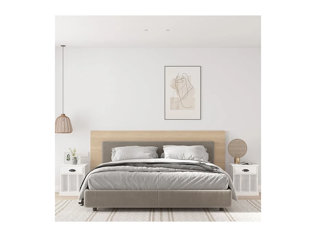 Lot de 2 Tables de chevet avec compartiments ouverts blanc brillant 43x36x50 cm