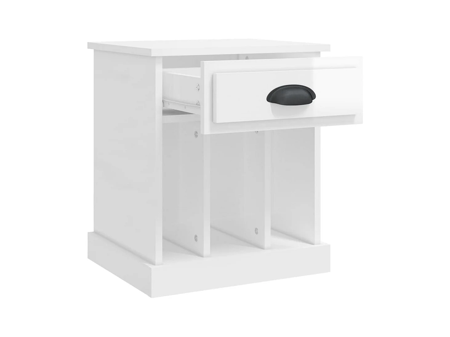 Lot de 2 Tables de chevet avec compartiments ouverts blanc brillant 43x36x50 cm