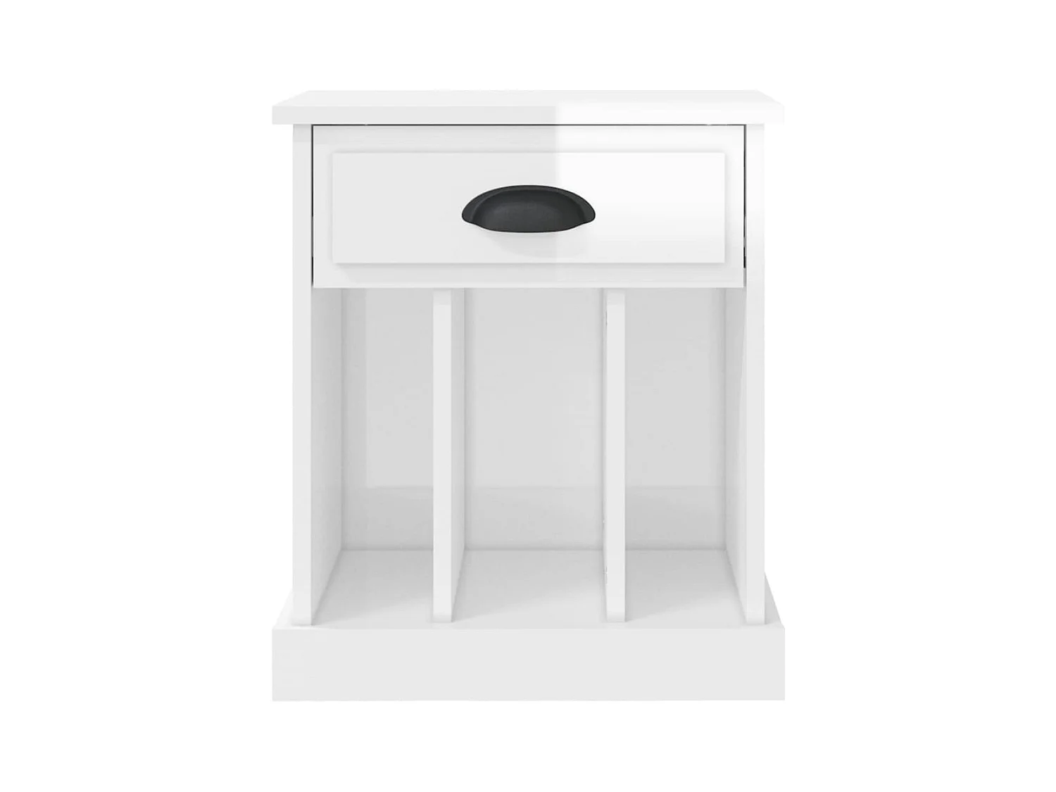 Lot de 2 Tables de chevet avec compartiments ouverts blanc brillant 43x36x50 cm