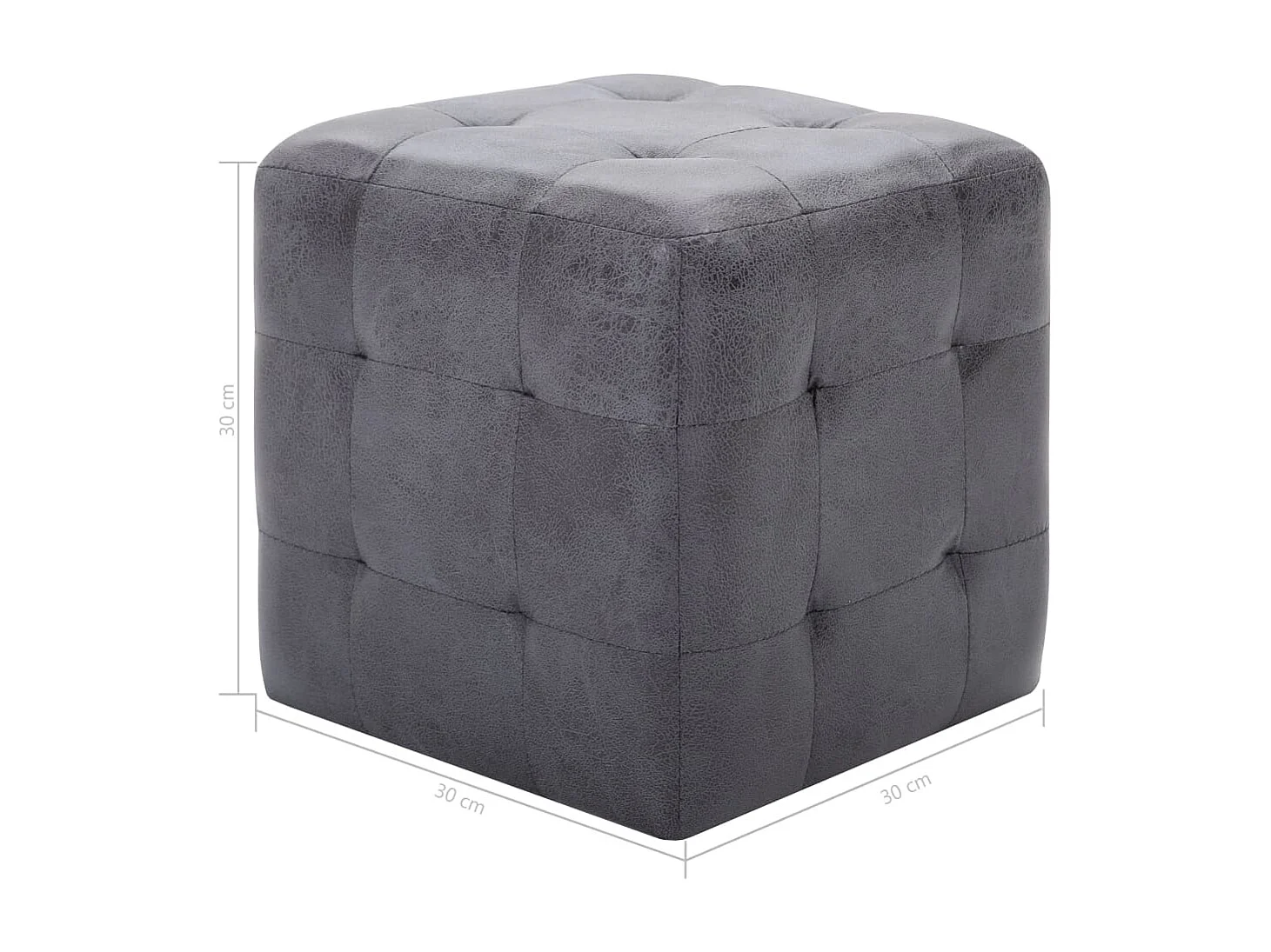 Nachttisch 2er Set-Beistelltisch-Nachttischkommode Grau 30x30x30 cm Wildleder-Optik SHL55138