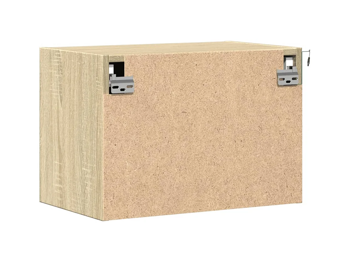 Mesita de noche | Mesilla de noche de pared con luces LED roble Sonoma