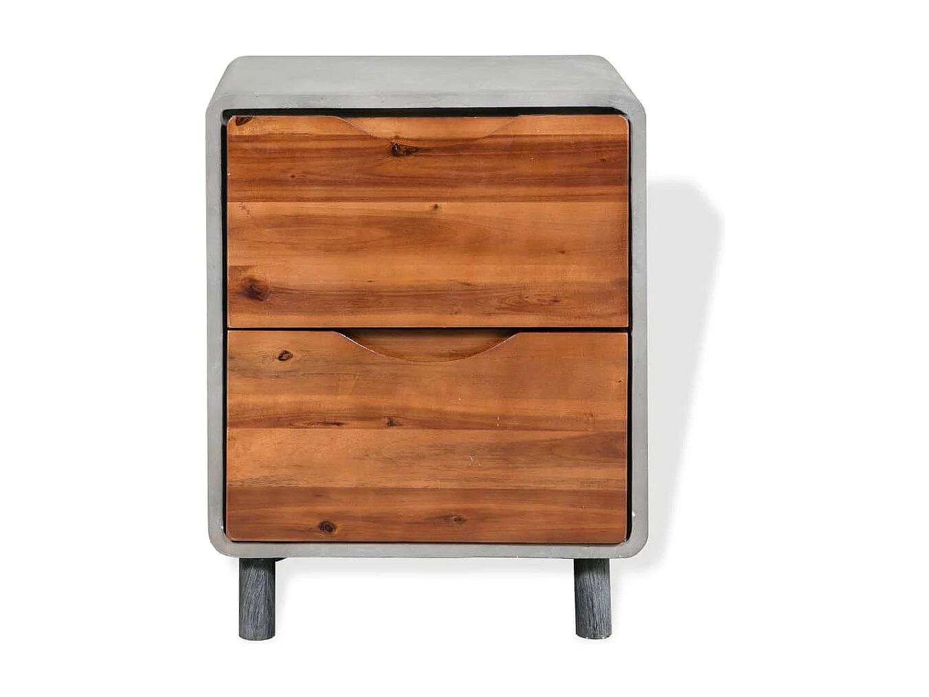 Nachttisch-Beistelltisch Beton Massivholz Akazie 40x30x50 cm SHL36286