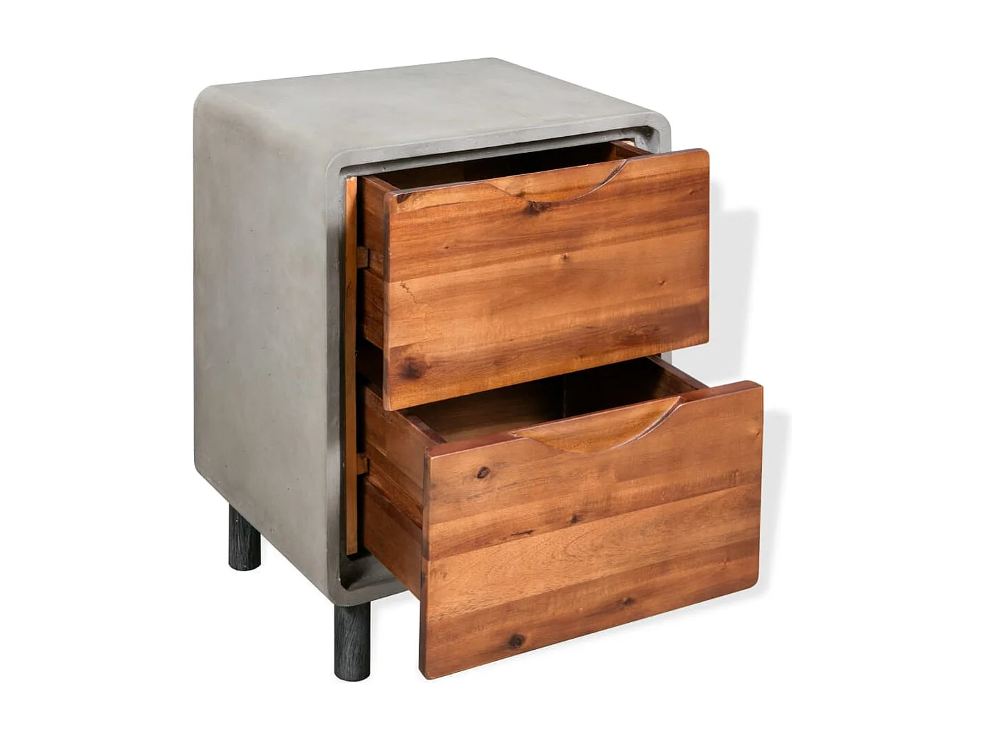 Nachttisch-Beistelltisch Beton Massivholz Akazie 40x30x50 cm SHL36286