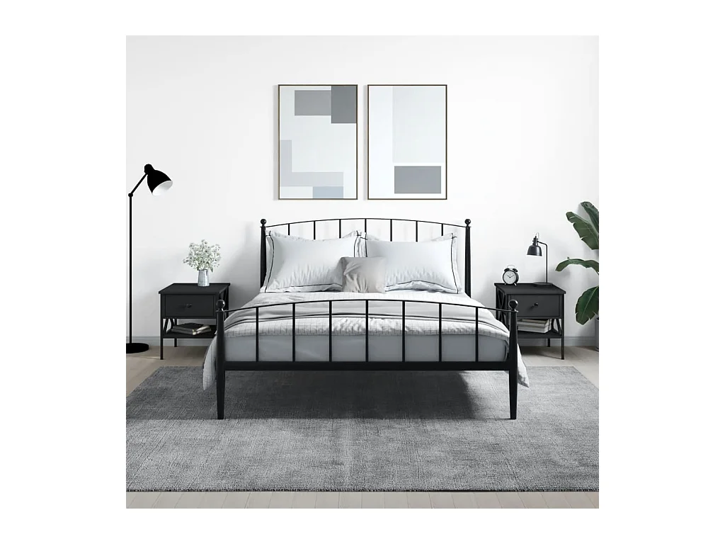 Mesitas de noche | Mesilla de noche 2 uds madera de ingeniería negro 40x42x45 cm