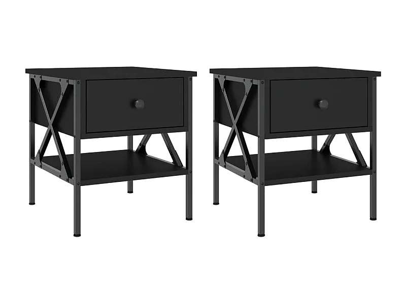 Nachttisch 2er Set-Beistelltisch-Nachttischkommode Schwarz 40x42x45 cm Holzwerkstoff SHL46657