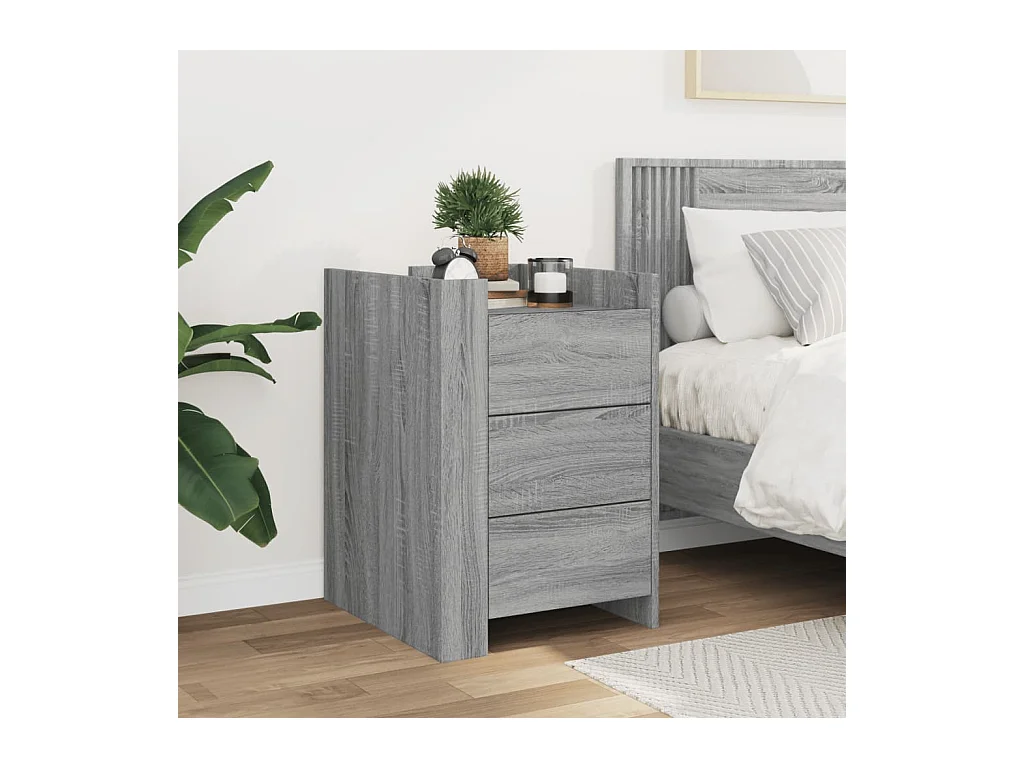 Mesita de noche | Mesilla de noche madera de ingeniería gris Sonoma 45x50x65 cm