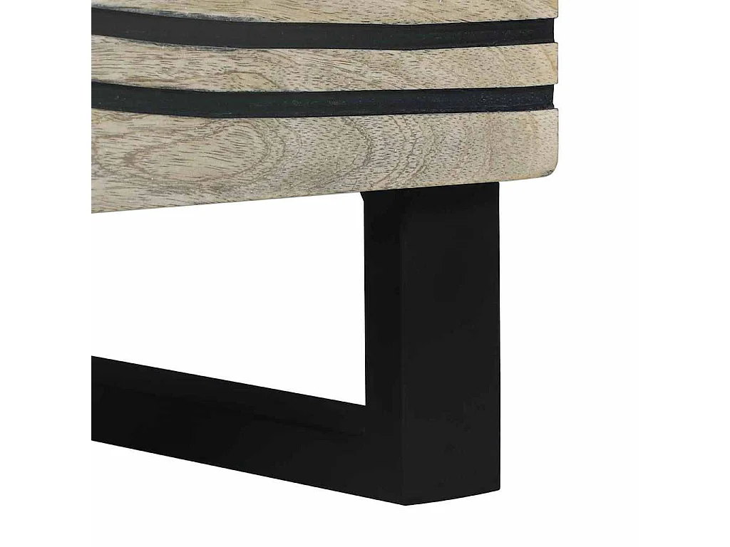 Nachttisch-Beistelltisch Weiß und Schwarz 40 x 33 x 46 cm Massivholz Akazie SHL50347