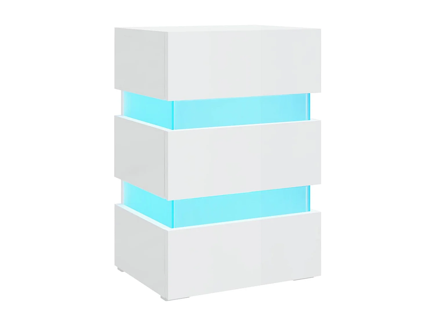 Mesita de noche | Mesilla de noche LED madera ingeniería blanco brillo 45x35x67 cm