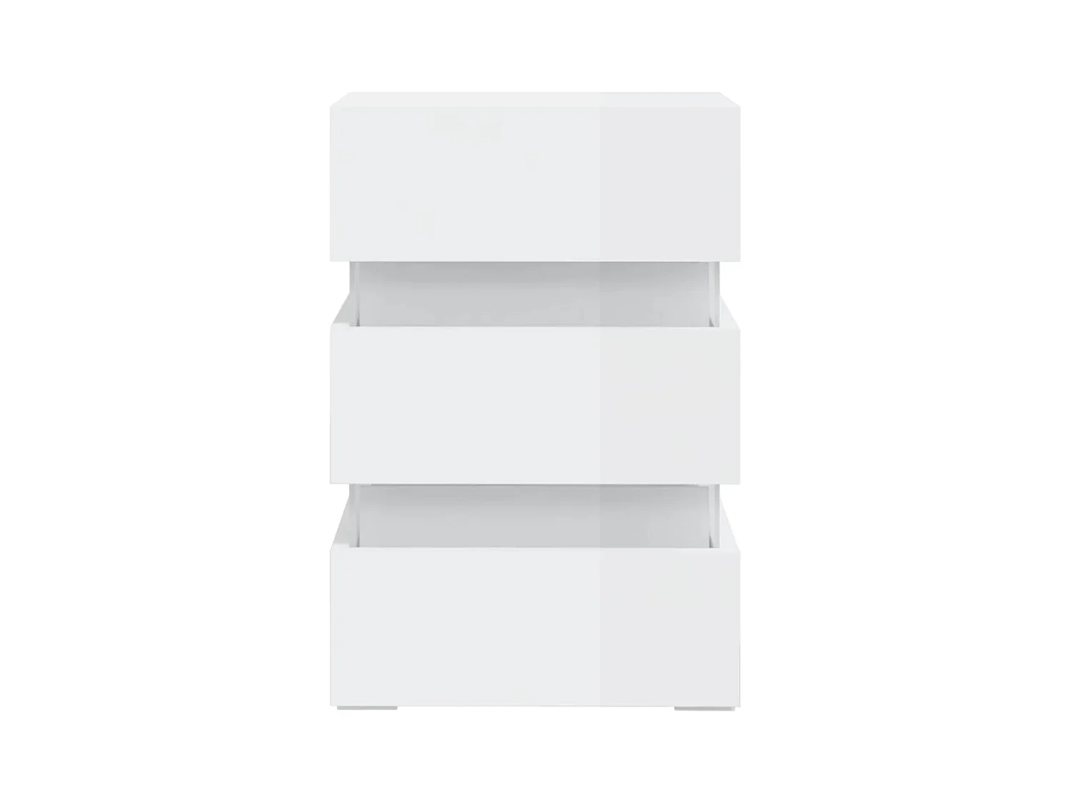 Mesita de noche | Mesilla de noche LED madera ingeniería blanco brillo 45x35x67 cm