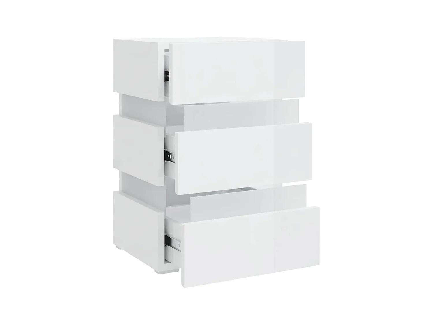 Mesita de noche | Mesilla de noche LED madera ingeniería blanco brillo 45x35x67 cm